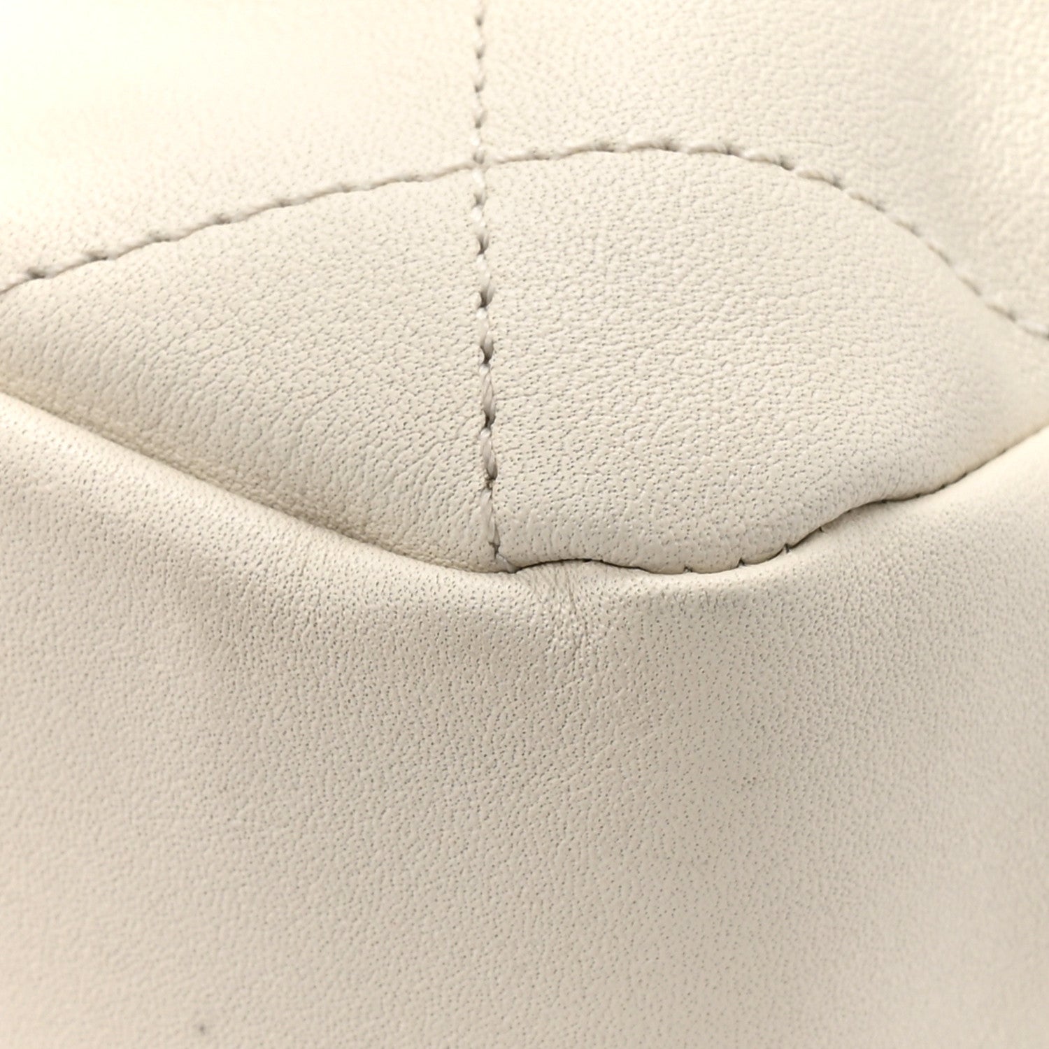 Calfskin Quilted Drawstring Bucket Bag White