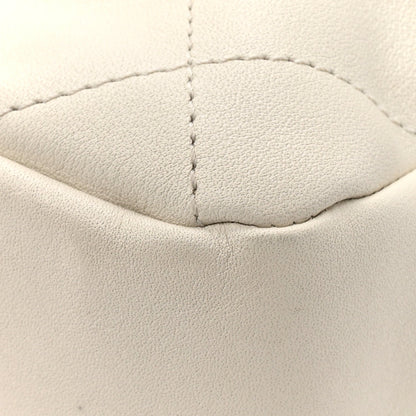 Calfskin Quilted Drawstring Bucket Bag White
