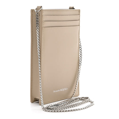 Calfskin Chain Phone Case Beige