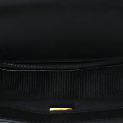 Shiny Lambskin Quilted Half Mini Flap Black