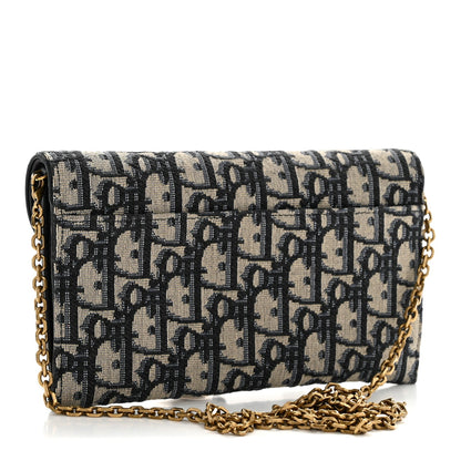 Oblique Saddle Chain Long Wallet Blue