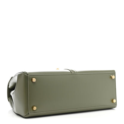 Satinated Calfskin Medium 16 Top Handle Bag Sage