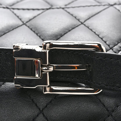 Calfskin Quilted CC Uniform Flap Belt Bag Black