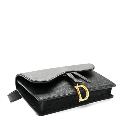 Grained Calfskin Saddle Belt Bag Black