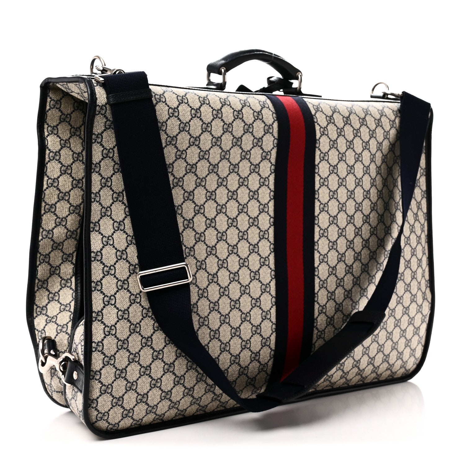 GG Supreme Monogram Web Savoy Garment Bag Beige Blue