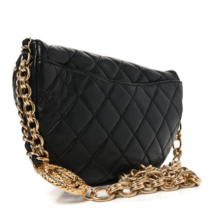 Lambskin Pearl Quilted CC Belt Bag Black