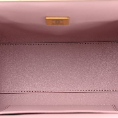 Lambskin Quilted Chain Frame Clutch Pink