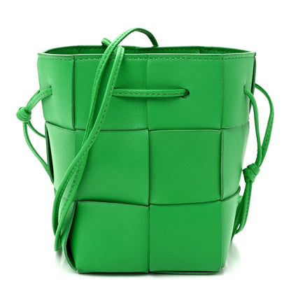 Nappa Maxi Intrecciato Mini Cassette Bucket Bag Parakeet