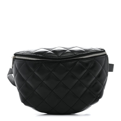 Calfskin Quilted Uniform Waist Belt Bag Black