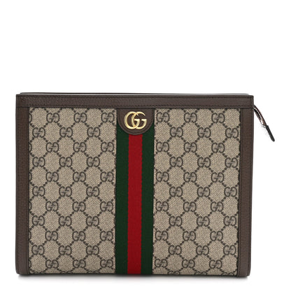 GG Supreme Monogram Web Ophidia Pouch Brown