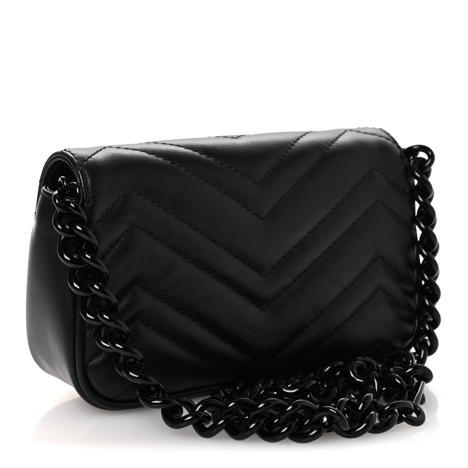 Calfskin Matelasse Monochrome GG Marmont Chain Belt Bag Black