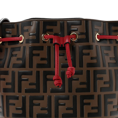 Vitello Grace F is Fendi Bi-Color FF 1974 Embossed Grande Mon Tresor Bucket Bag Maya Black Fragola