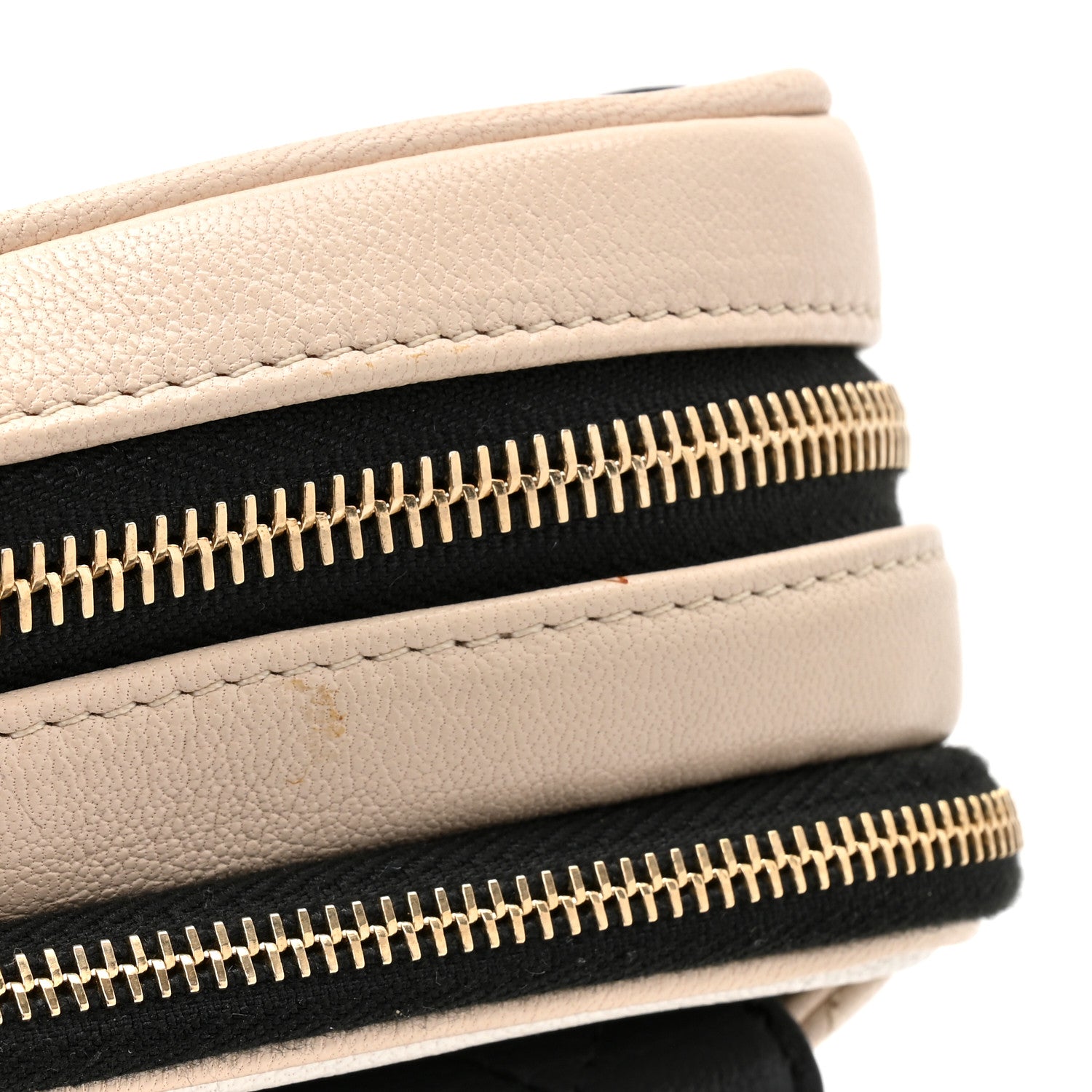 Goatskin Quilted Waist Bag Beige White Black
