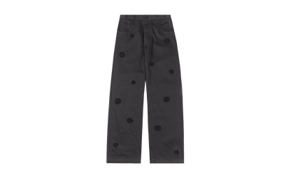 "Daisy" Long Work Pant Flowers Jeans "Black" 241 MPT086D HEMPBLK