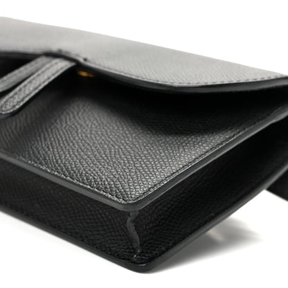 Grained Calfskin Saddle Belt Bag Black