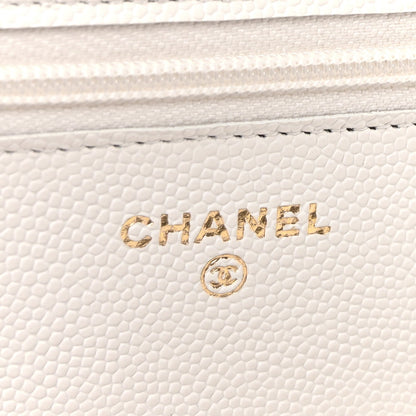 Caviar Quilted Enamel Coco Casino Wallet On Chain WOC White