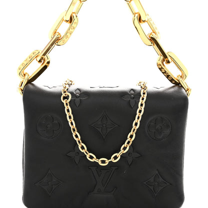 Lambskin Embossed Monogram Coussin Belt Bag Black