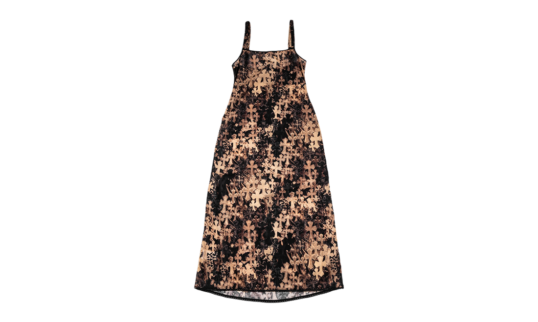 Cross Print Mesh Dress WMNS "Brown" CHRM1490