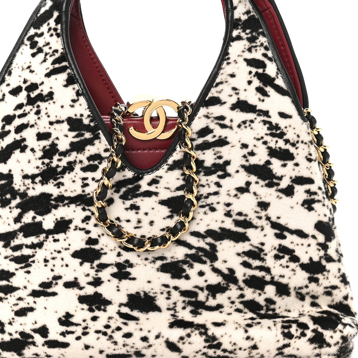 Pony Hair Printed Chic Lady Small Shopping Tote White Black