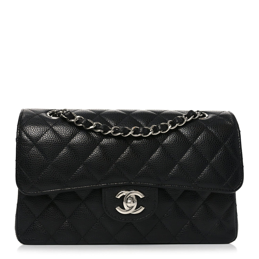 Caviar Quilted Small Double Flap Black