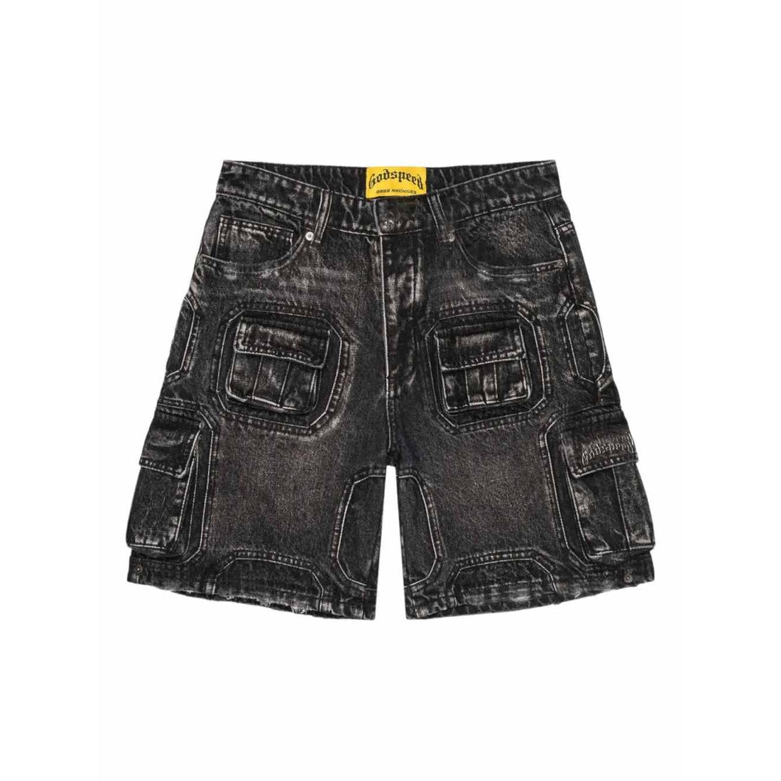 Godspeed Octagon Cargo Denim Shorts (Black)