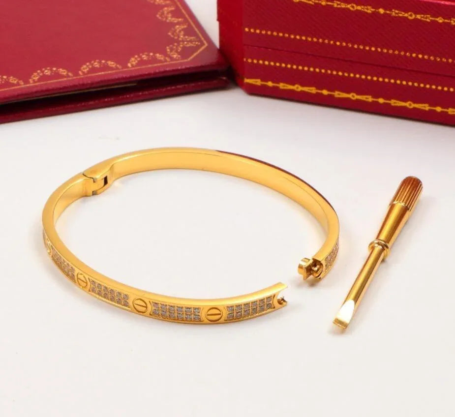 Cartier 18K Gold Plated Jewelry LOVE Bracelet yellow rose silver with Zircon✨