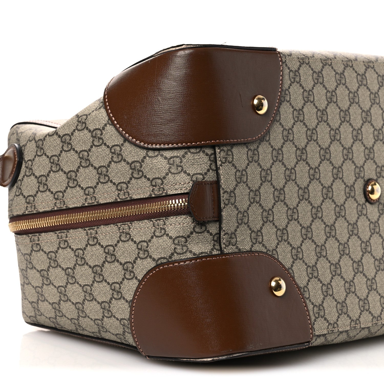 GG Supreme Monogram Azalea Calfskin Retro Interlocking G Duffle Bag Beige Ebony Brown Sugar