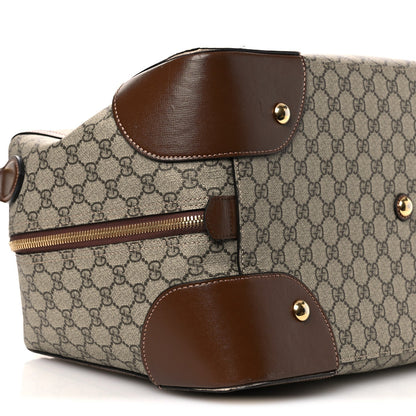 GG Supreme Monogram Azalea Calfskin Retro Interlocking G Duffle Bag Beige Ebony Brown Sugar