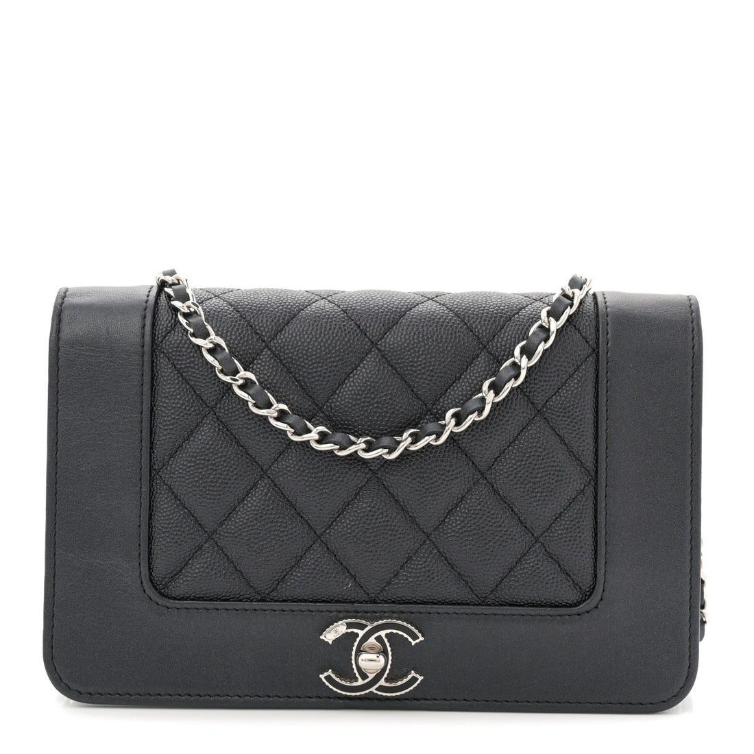 Caviar Quilted Vintage Mademoiselle Wallet On Chain WOC Black