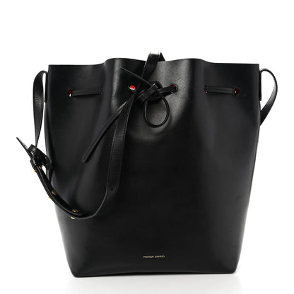 Vegetable Tanned Calfskin Bucket Bag Black Flamma