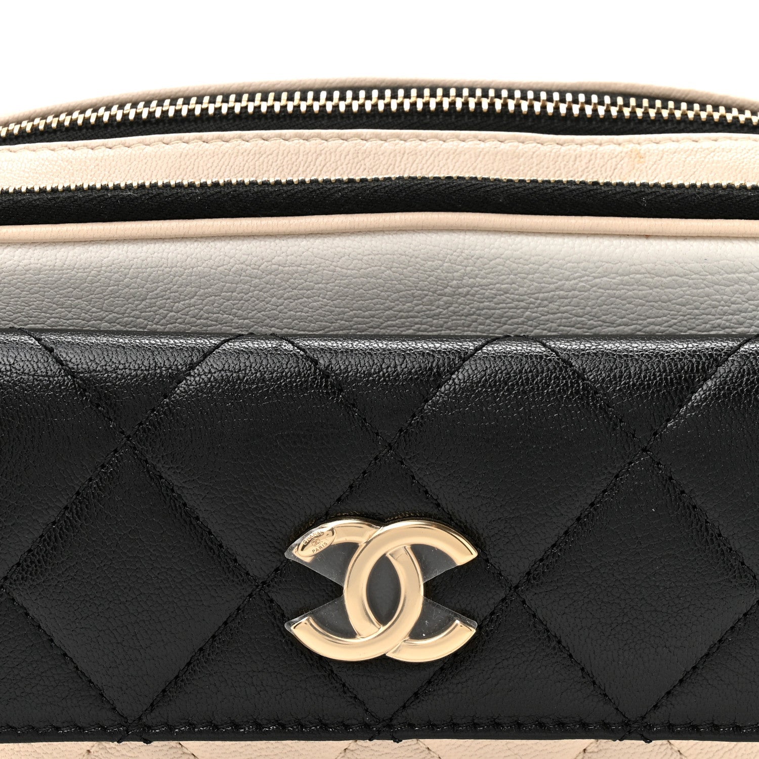 Goatskin Quilted Waist Bag Beige White Black