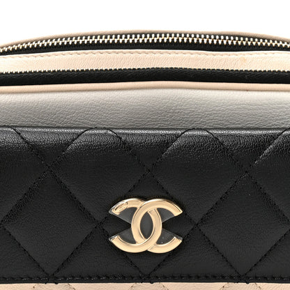 Goatskin Quilted Waist Bag Beige White Black