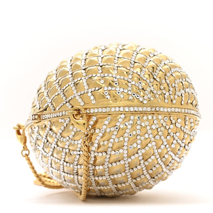 Crystal Egg Minaudiere Clutch Gold