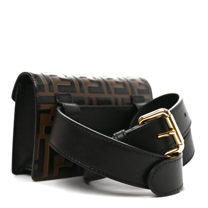 Vitello Liberty F is Fendi Bi-Color FF 1974 Embossed Envelope Belt Bag Maya Black