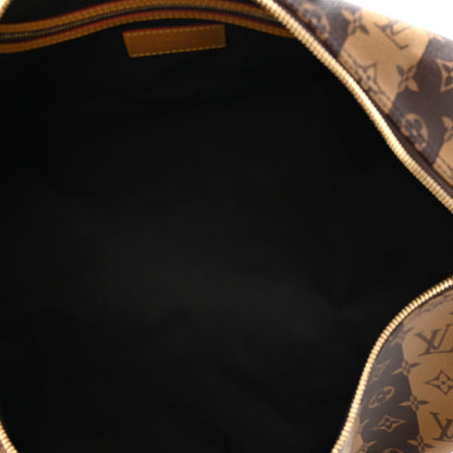 X NIGO Reverse Monogram Stripe Keepall Bandouliere 50 Brown