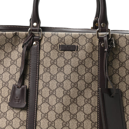GG Supreme Monogram Medium Double Handle Briefcase Dark Brown