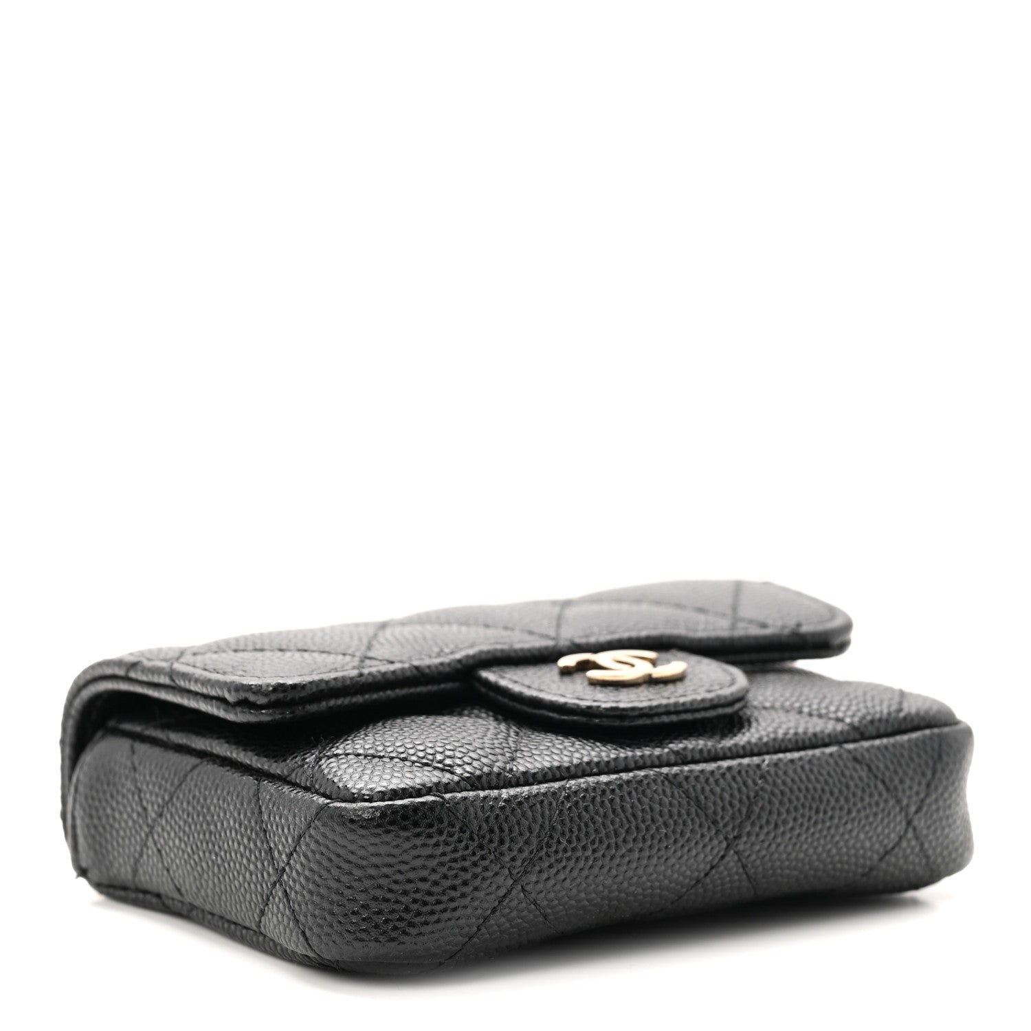 Caviar Quilted Mini Chain Belt Bag Black