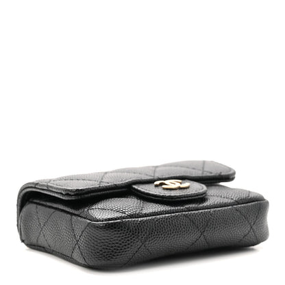 Caviar Quilted Mini Chain Belt Bag Black