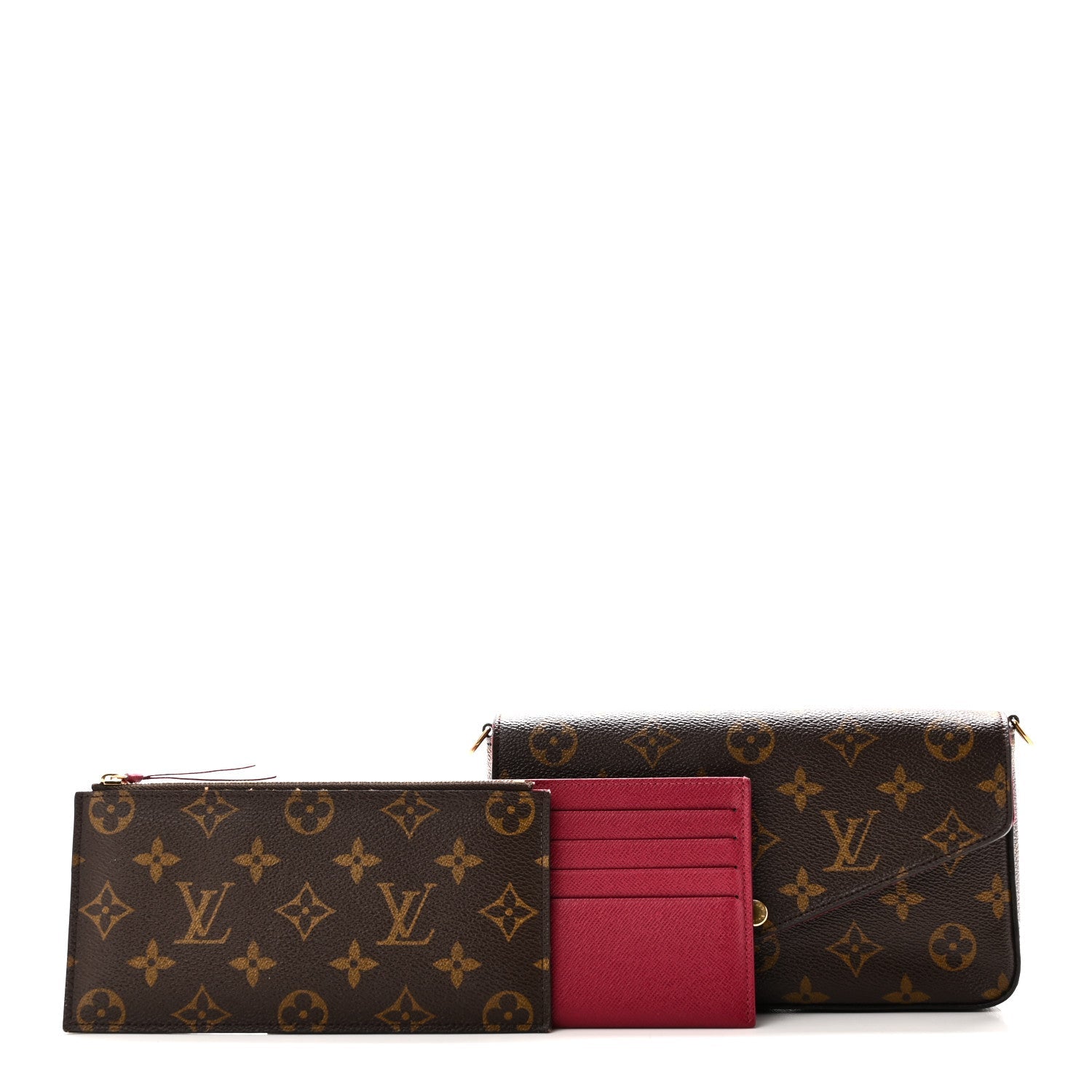 Monogram Pochette Felicie Chain Wallet Fuchsia