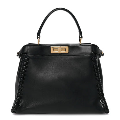 Vitello Seta Lace Up Medium Peekaboo Iconic Satchel Black