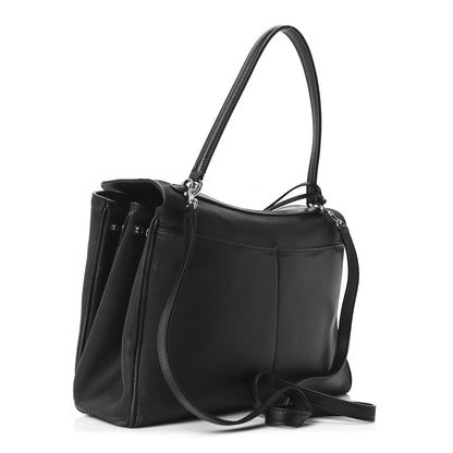 Natural Smooth Calfskin Medium Rodeo Top Handle Handbag Black