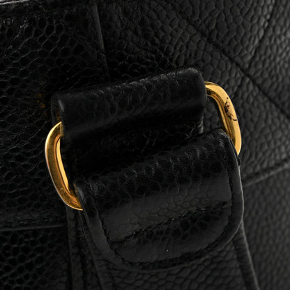 Caviar Drawstring Bucket Shoulder Bag Black