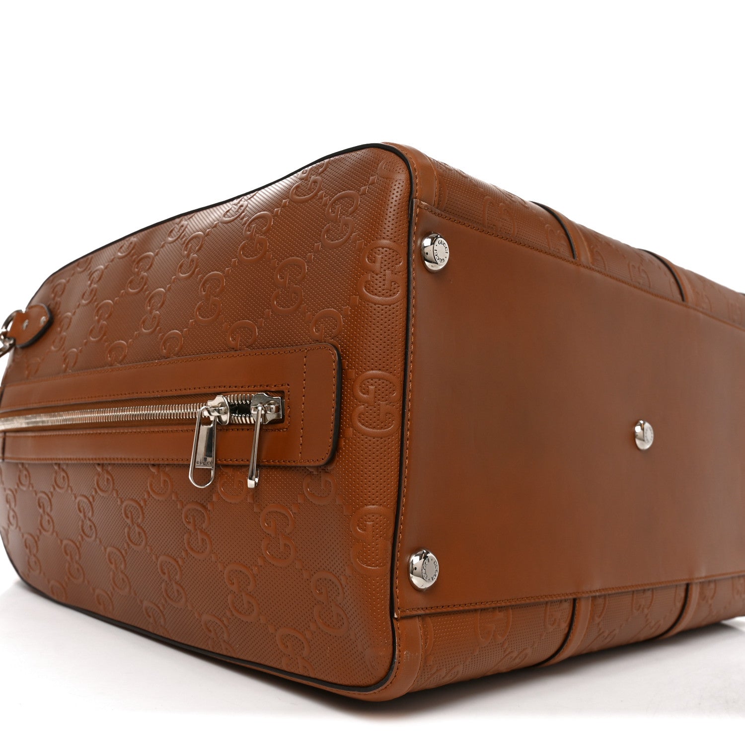 Calfskin GG Tennis Embossed  Duffle Bag Brown