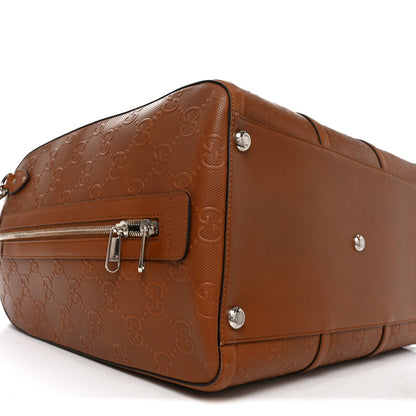 Calfskin GG Tennis Embossed  Duffle Bag Brown