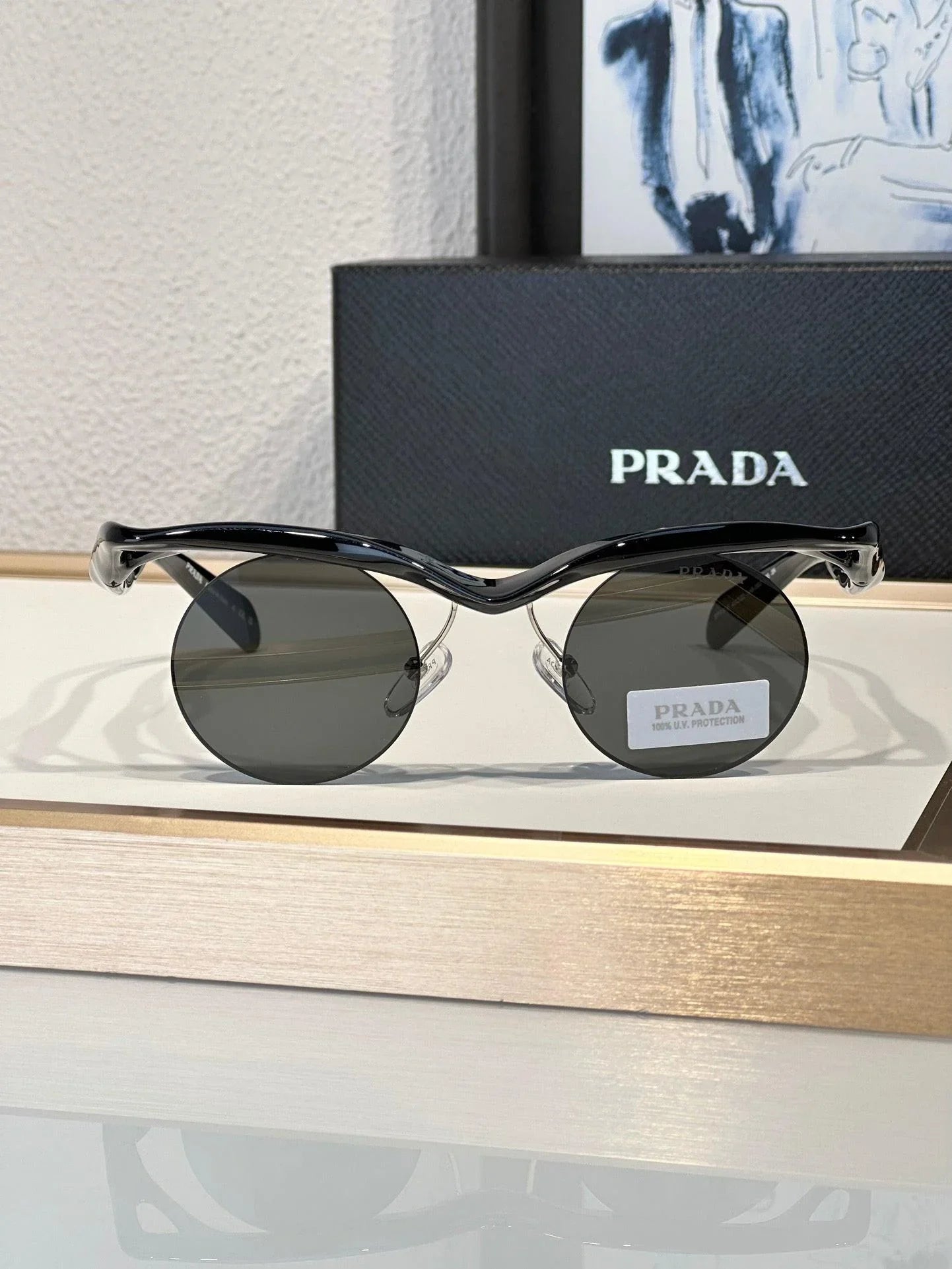 PRADA PR A18S - BLACK-PEACH-GREEN | SUNGLASSES Unisex  🟥