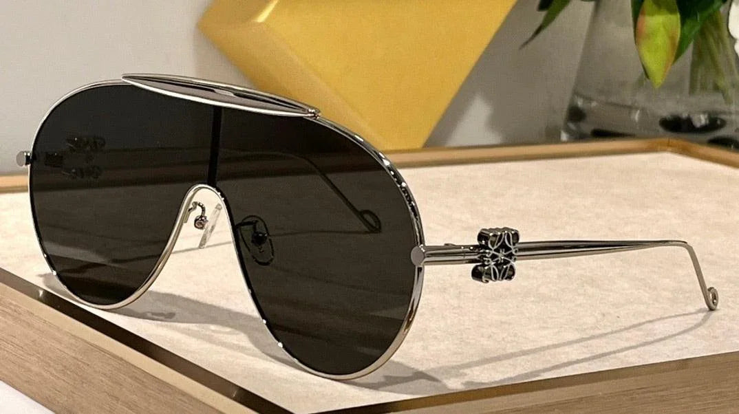 New Season LOEWE Spoiler aviator mask glasses in metal 40111U ✨
