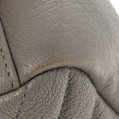 Sheepskin Matelasse Chevron Monogram Medium College Bag Granite