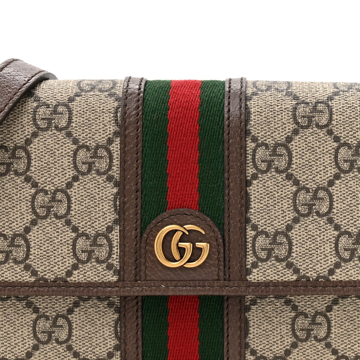 GG Supreme Monogram Web Ophidia Crossbody Wallet Beige Ebony New Acero