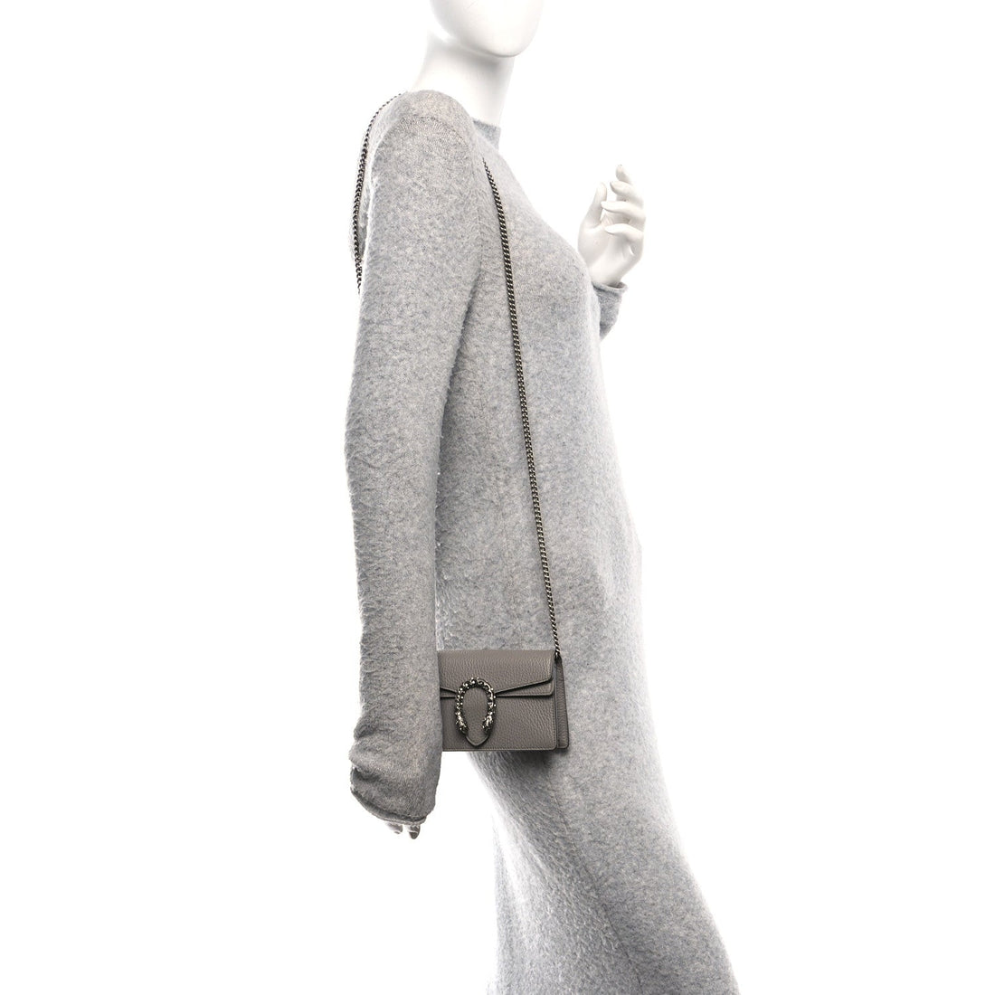 Dollar Calfskin Crystal Super Mini Dionysus Shoulder Bag Dusty Grey Black Diamond