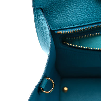 Hammered Calfskin Double Handle Small Amy Tote Turquoise